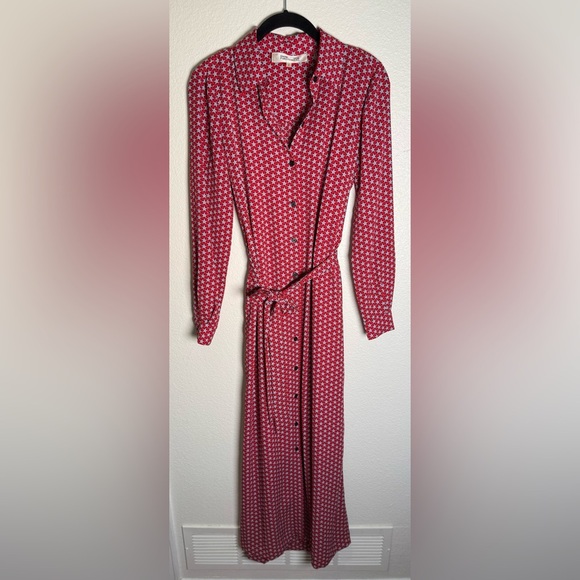 Diane Von Furstenberg Designer Red Floral Button Up Maxi Dress Size 0 - Picture 1 of 5